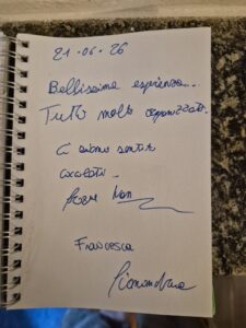Pagina della dedica Ricordo di una coccola